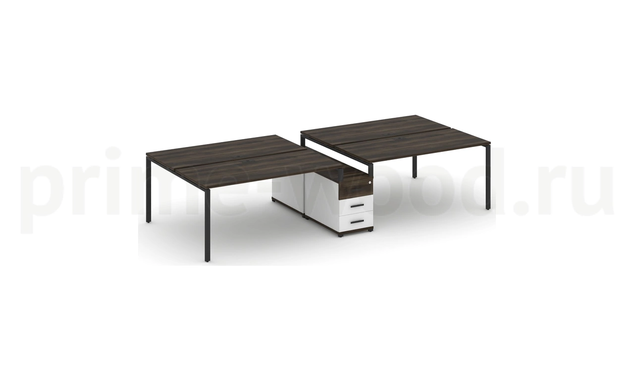 Рабочая станция на 4 места с двухсторонней опорной тумбой CN.DRS-312 B/W - фото 0